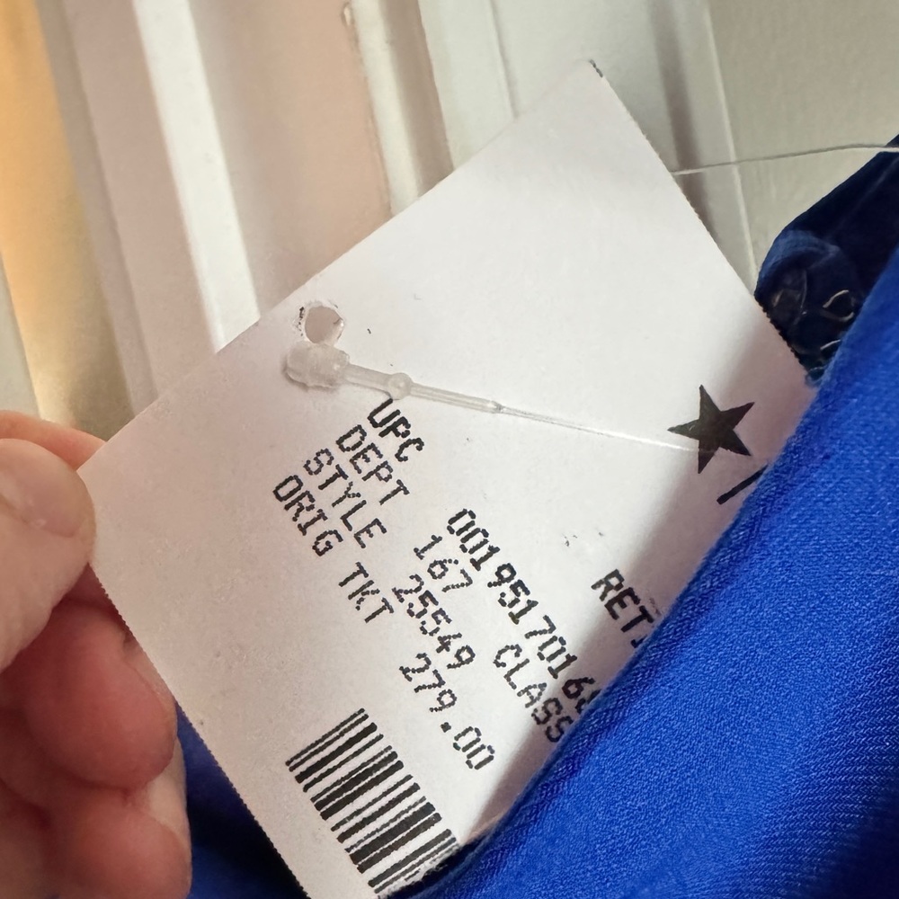 Betsy & Adam Royal Blue One-Shoulder Evening Gown with Side Slit- NWT - Picture 6 of 6